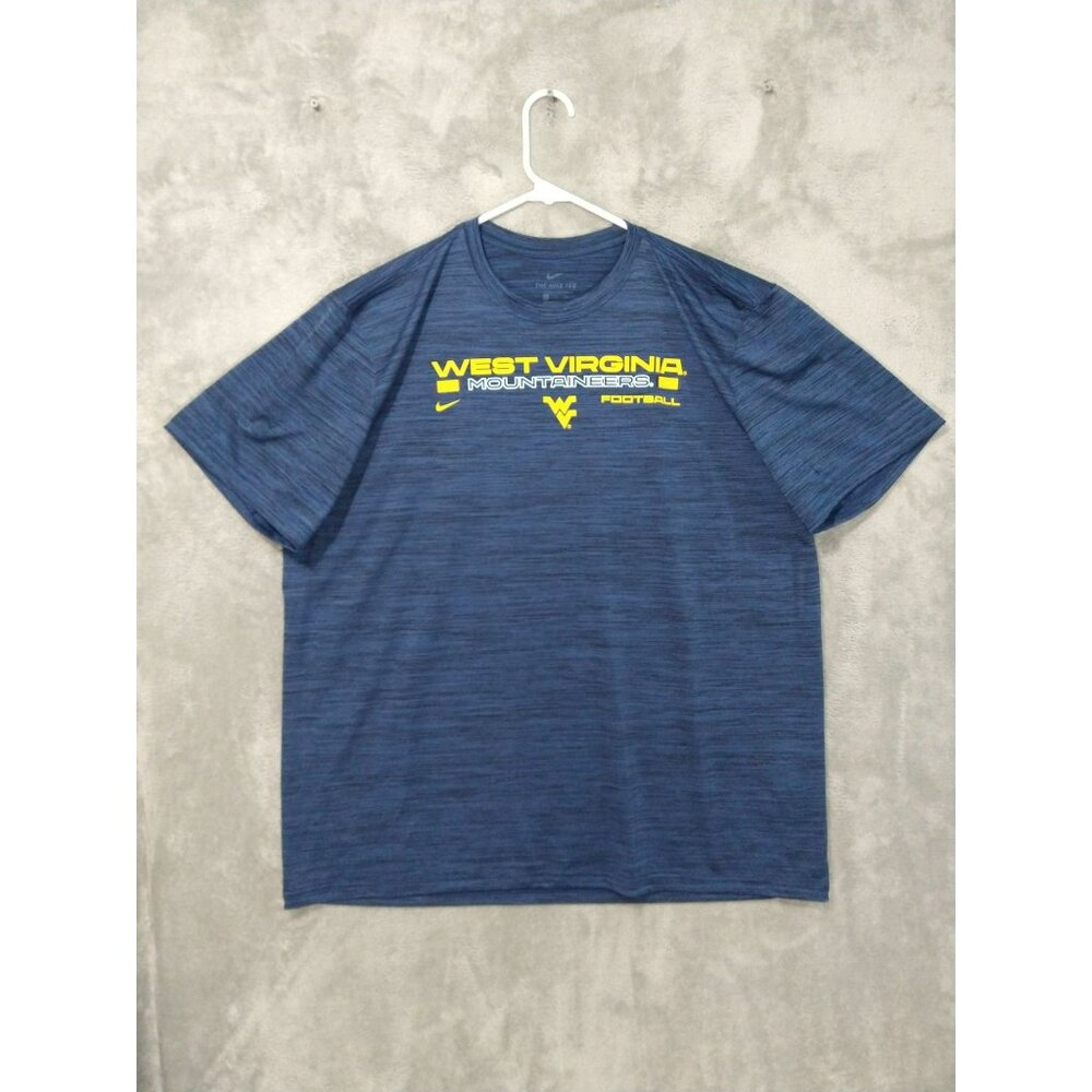 Nike Shirt Men 2XL Blue West Virginia Mountaineers Dri Fit Short Sleeve Tee